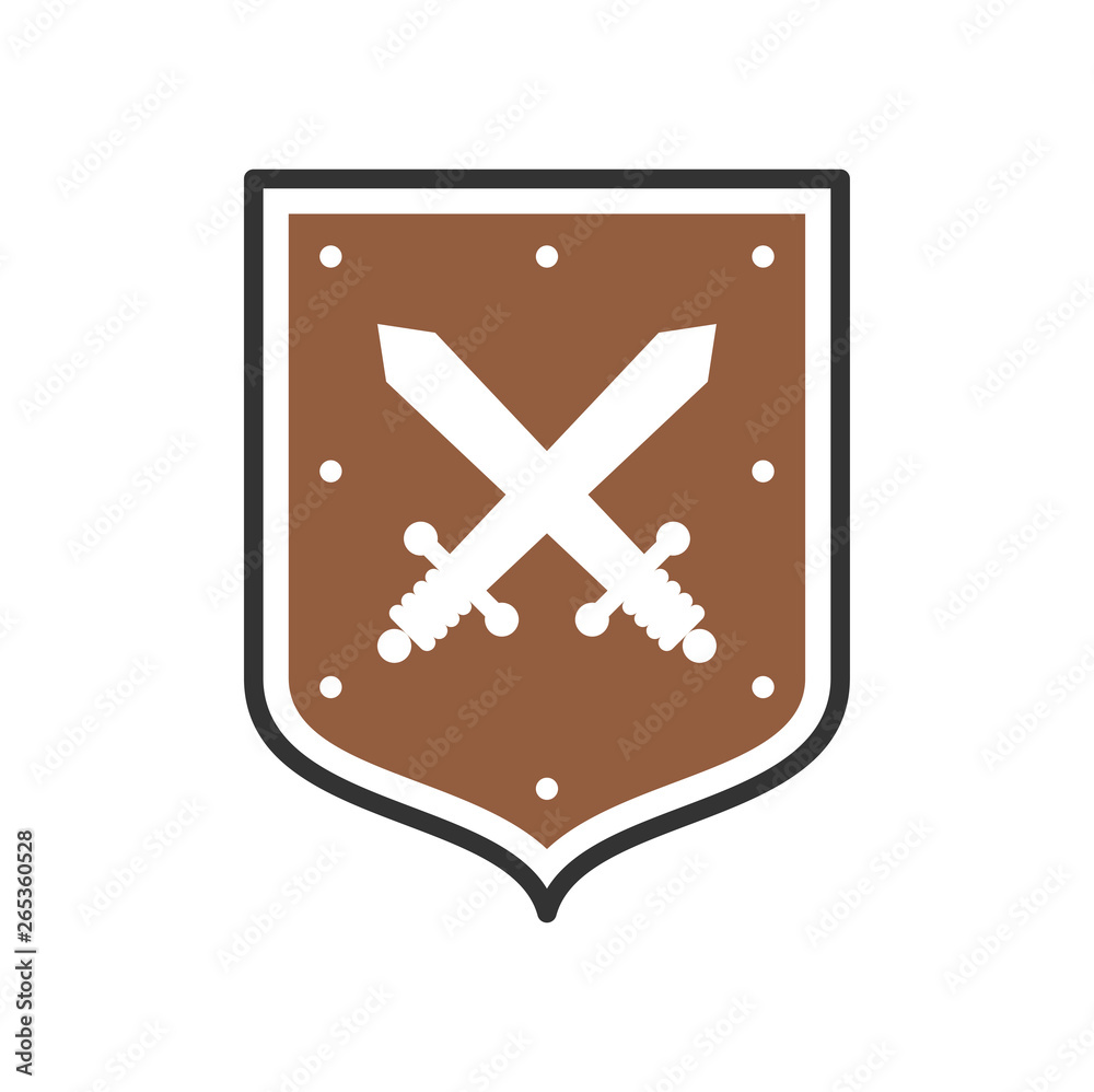 Obraz premium Shields and Heraldry related icon on background for graphic and web design. Simple vector sign. Internet concept symbol for website button or mobile app.