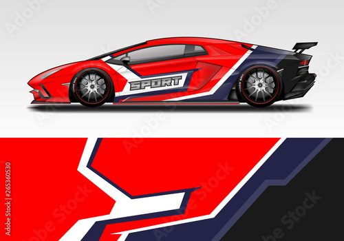 Racing car wrap design. Sport car. abstract background with vector. © Alleuy