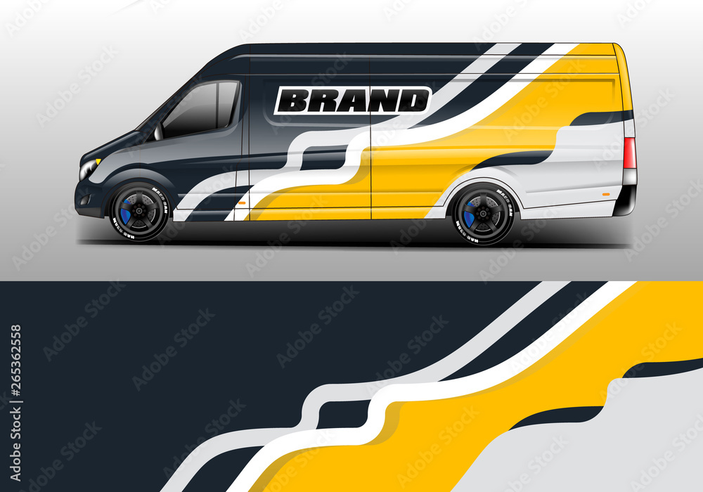 Fototapeta premium Van decal cargo and car wrap vector . Graphic abstract background livery 