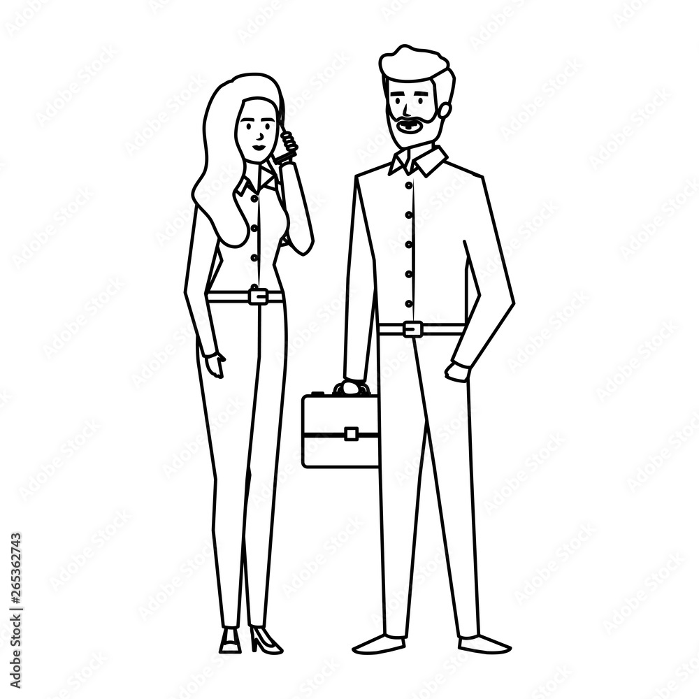 business couple calling with smartphone business couple calling with smartphone
