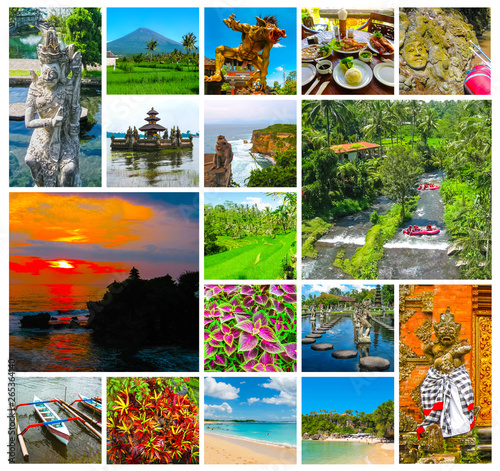 The collage on the theme of Bali, Indonesia