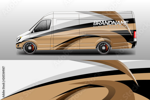 Van decal cargo and car wrap vector . Graphic abstract background livery 