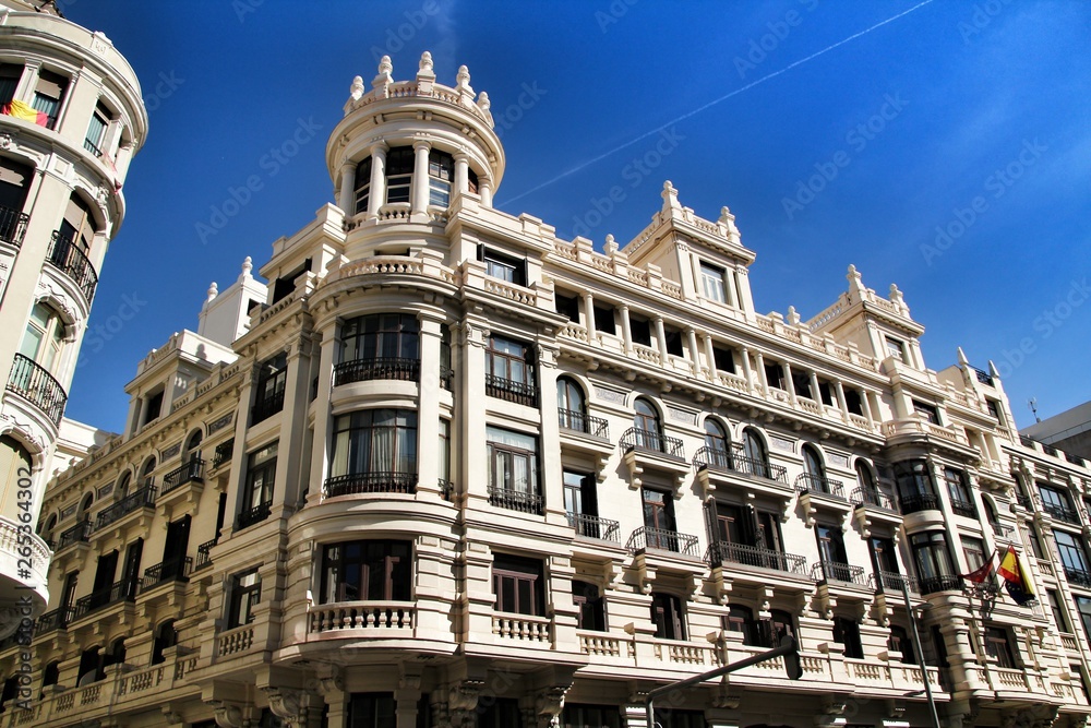 Fototapeta premium Old colorful and vintage facades in Madrid
