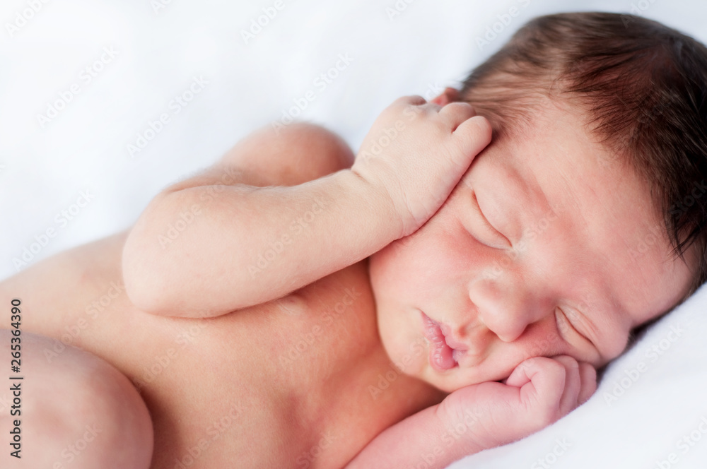 Newborn Baby Sleeping Peacefully on Soft Blanket Newborn Baby Sleeping Peacefully on Soft Blanket