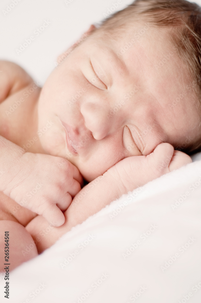 Newborn Baby Sleeping Peacefully on Soft Blanket Newborn Baby Sleeping Peacefully on Soft Blanket