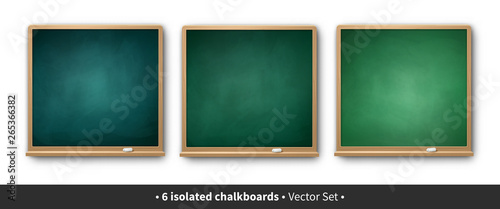 Vector illustration set of green square chalkboards