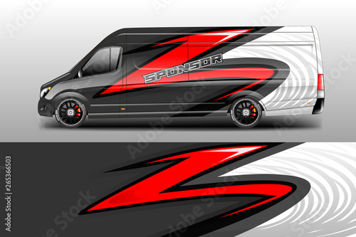 Van decal cargo and car wrap vector . Graphic abstract background livery 