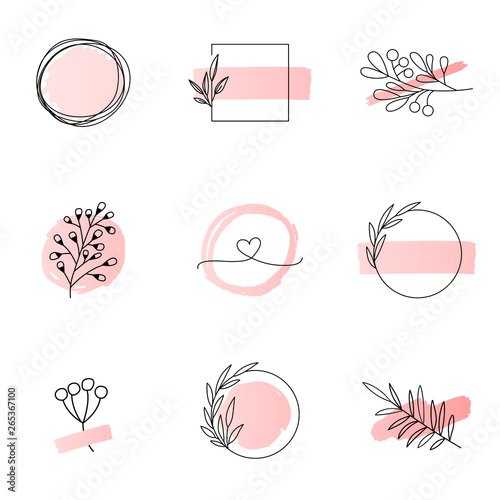 Floral logo templates feminine style