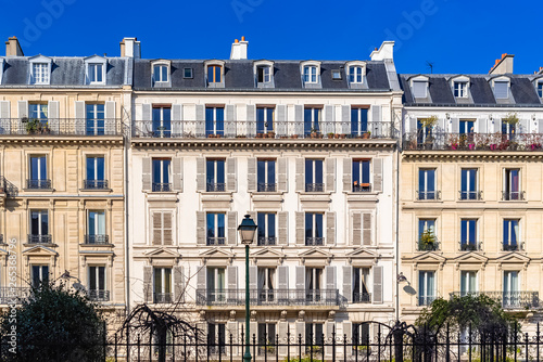 Paris, beautiful building, typical parisian facade 
