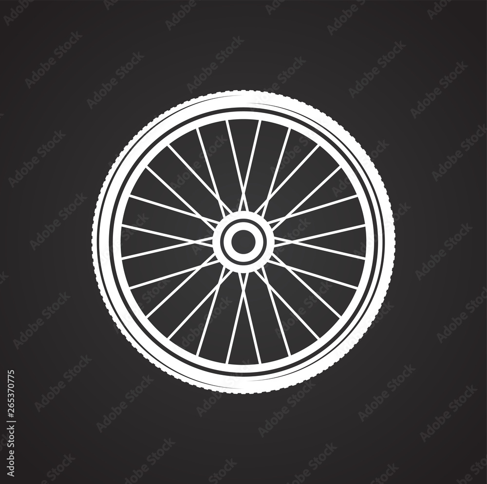 Bicycle wheel icon on background for graphic and web design. Simple vector sign. Internet concept symbol for website button or mobile app.