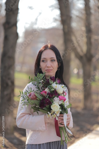 woman, fashion, floral, love, person, house, nature, spring, adult, bouquet, flowers, happy, smiling, holding, senior, female, gift, lady, mature, mother, present, season, mid, variety, 50s, arrangeme