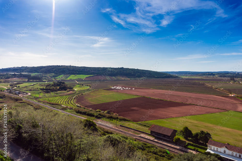Naklejka premium Portugal's countryside landscape with green rural fields.