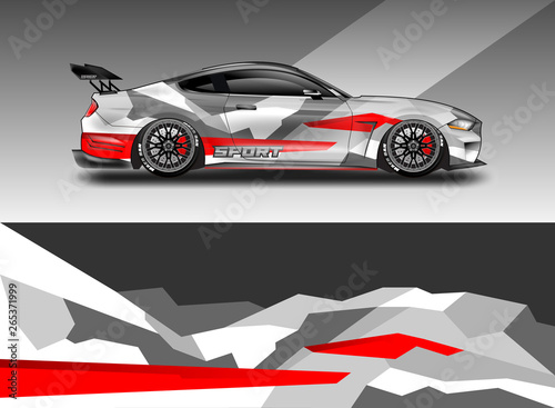 Sport Car decal wrap design vector. Graphic abstract stripe racing background kit designs for vehicle, race car, rally, adventure and livery. Eps 10