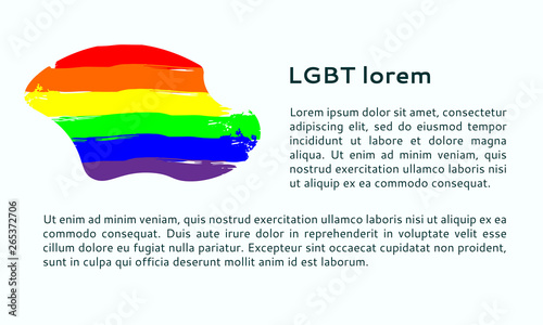 Gay pride flag vector illustration with sample text. Design template for banner, brochure, website, card. Colorful image with place for text. Lgbt tolerance concept.