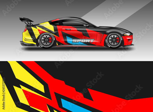 Sport Car decal wrap design vector. Graphic abstract stripe racing background kit designs for vehicle  race car  rally  adventure and livery. Eps 10