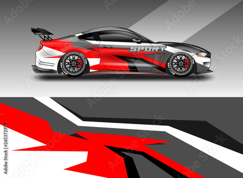 Sport Car decal wrap design vector. Graphic abstract stripe racing background kit designs for vehicle  race car  rally  adventure and livery. Eps 10