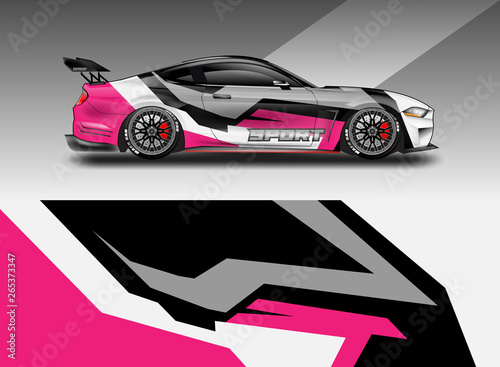 Sport Car decal wrap design vector. Graphic abstract stripe racing background kit designs for vehicle, race car, rally, adventure and livery. Eps 10