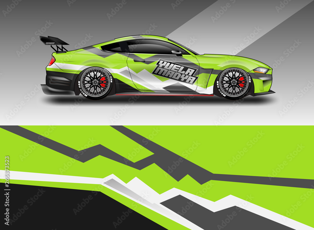 Sport Car decal wrap design vector. Graphic abstract stripe racing background kit designs for vehicle, race car, rally, adventure and livery. Eps 10