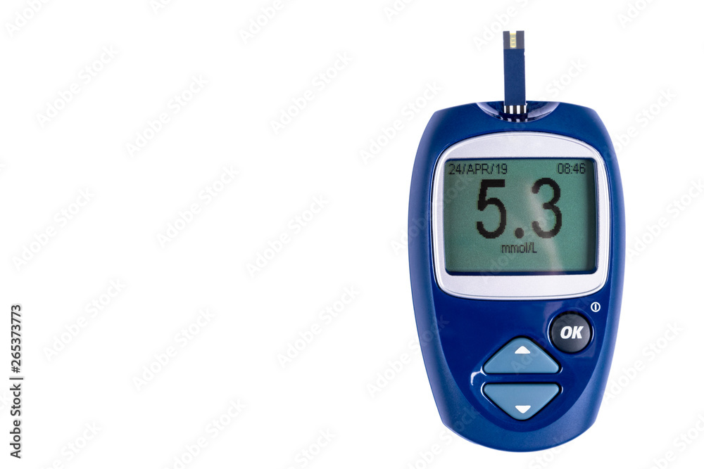 Фотография Blood sugar test isolated on white background
