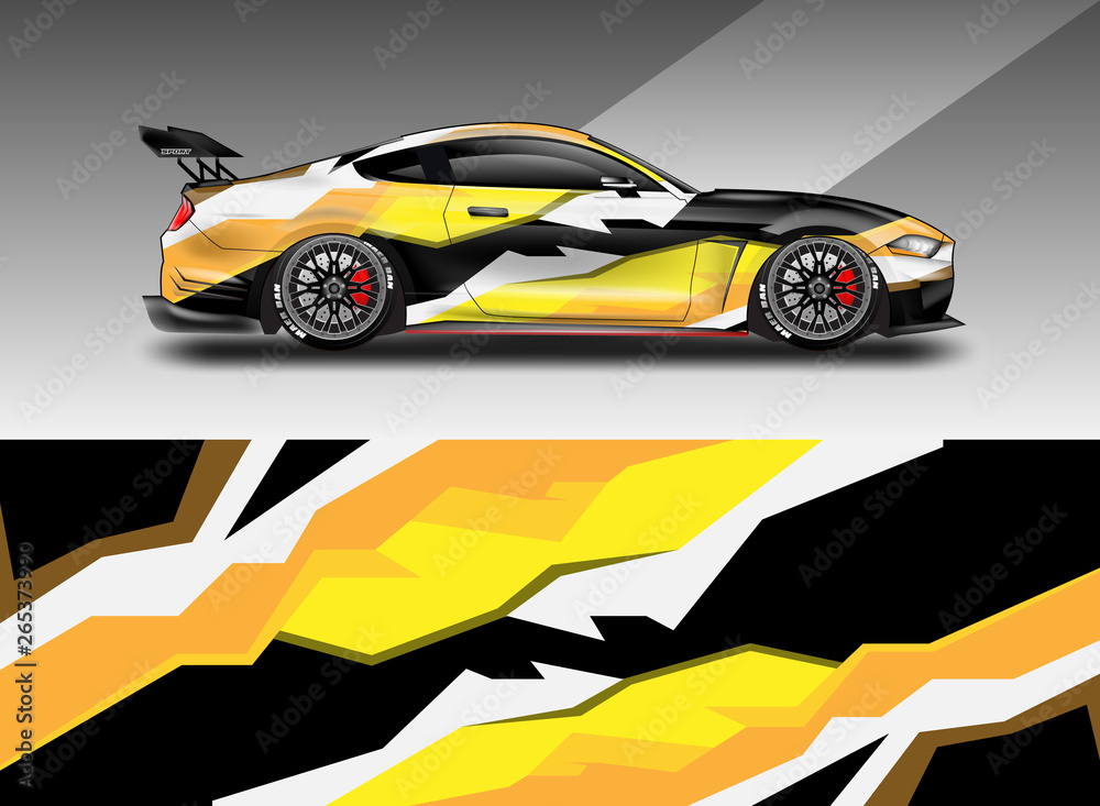 Sport Car decal wrap design vector. Graphic abstract stripe racing background kit designs for vehicle, race car, rally, adventure and livery. Eps 10