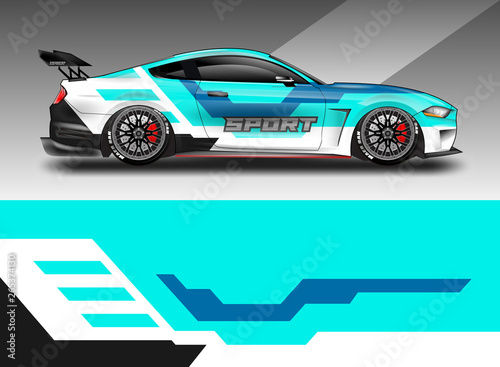 Sport Car decal wrap design vector. Graphic abstract stripe racing background kit designs for vehicle  race car  rally  adventure and livery. Eps 10