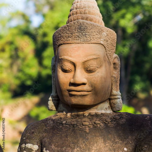Buddha Statue, South Gate, Angkor Thom; Krong Siem Reap, Siem Reap Province, Cambodia