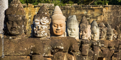 Buddhist Statues, South Gate, Angkor Thom; Krong Siem Reap, Siem Reap Province, Cambodia photo