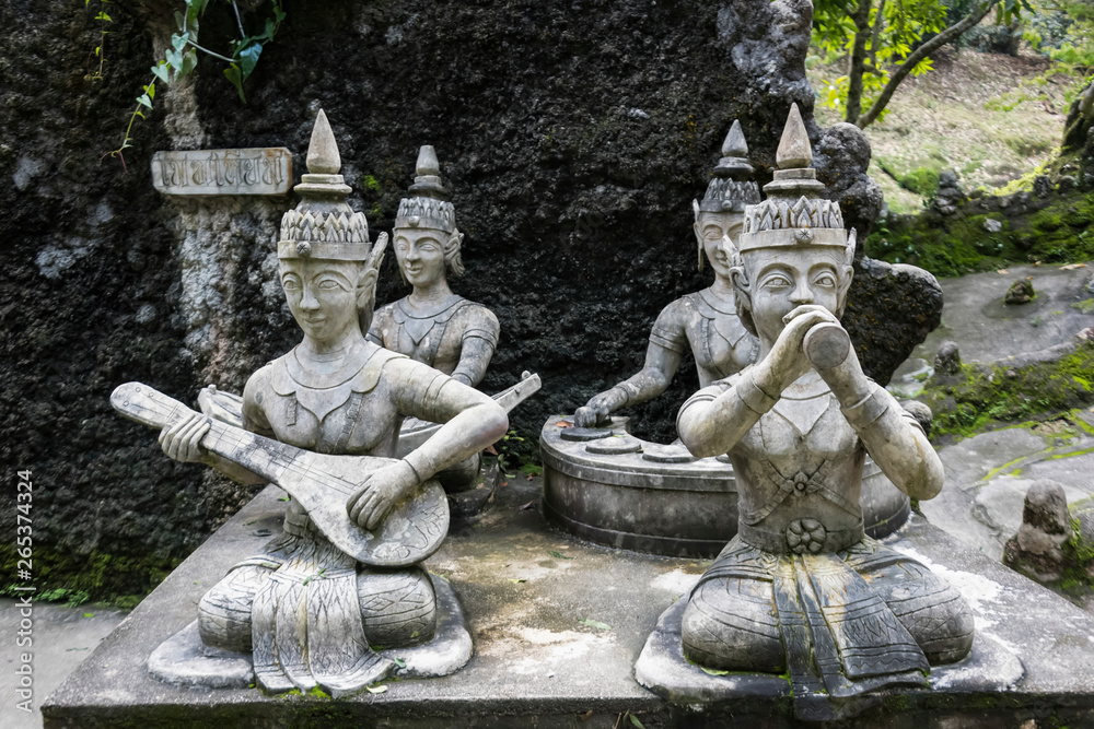 Buddhist Statues Playing Musical Instruments In Secret Buddha Garden; Ko Samui, Chang Wat Surat Thani, Thailand Buddhist Statues Playing Musical Instruments In Secret Buddha Garden; Ko Samui, Chang Wat Surat Thani, Thailand