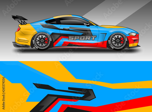 Sport Car decal wrap design vector. Graphic abstract stripe racing background kit designs for vehicle  race car  rally  adventure and livery. Eps 10