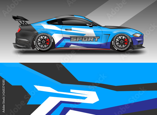 Sport Car decal wrap design vector. Graphic abstract stripe racing background kit designs for vehicle, race car, rally, adventure and livery. Eps 10