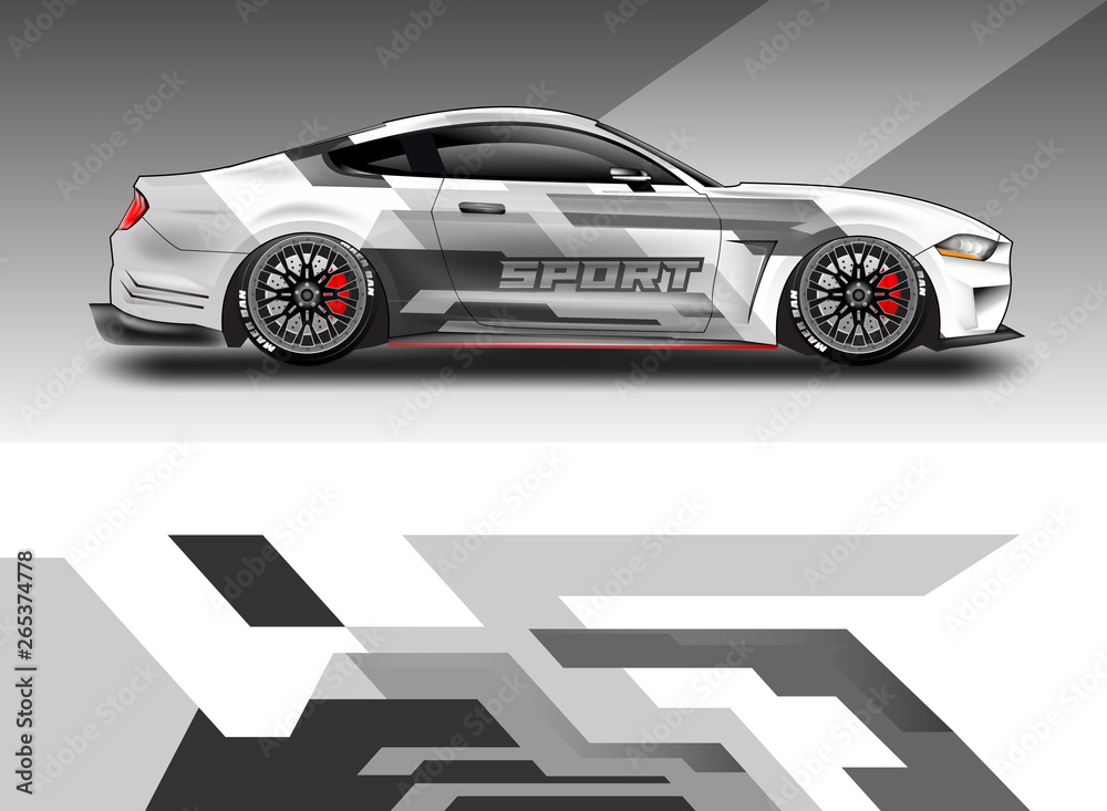 Sport Car decal wrap design vector. Graphic abstract stripe racing background kit designs for vehicle, race car, rally, adventure and livery. Eps 10 Sport Car decal wrap design vector. Graphic abstract stripe racing background kit designs for vehicle, race car, rally, adventure and livery. Eps 10