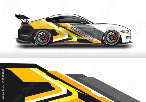 Sport Car decal wrap design vector. Graphic abstract stripe racing background kit designs for vehicle  race car  rally  adventure and livery. Eps 10