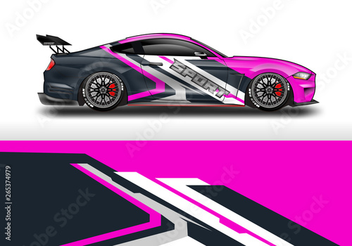 Livery decal car vector   supercar  rally  drift . Graphic abstract stripe racing background . 