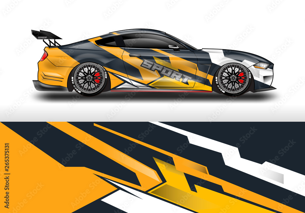 Livery decal car vector , supercar, rally, drift . Graphic abstract stripe racing background . 