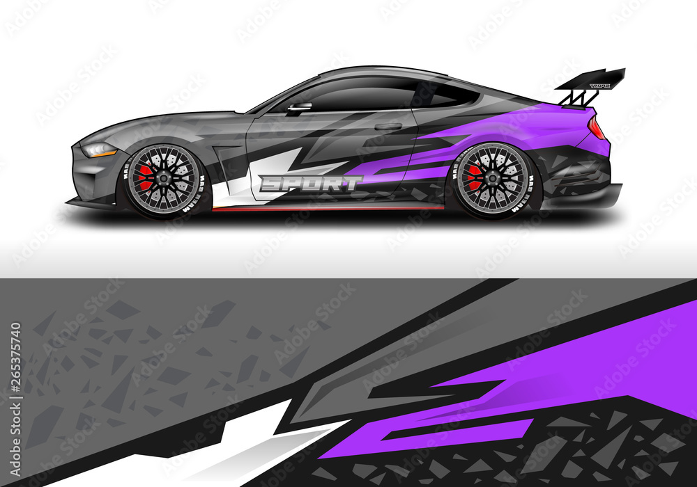 Livery decal car vector , supercar, rally, drift . Graphic abstract stripe racing background . 