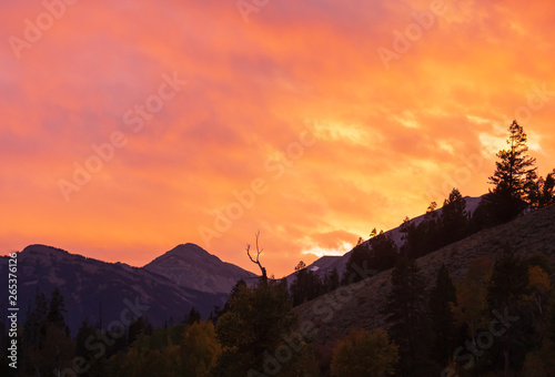 Fiery Sunset in the Tetons