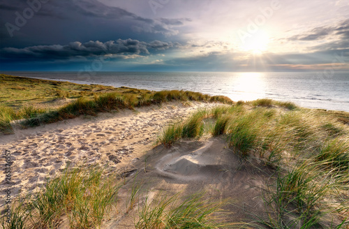 sand path on dune to North sea beach