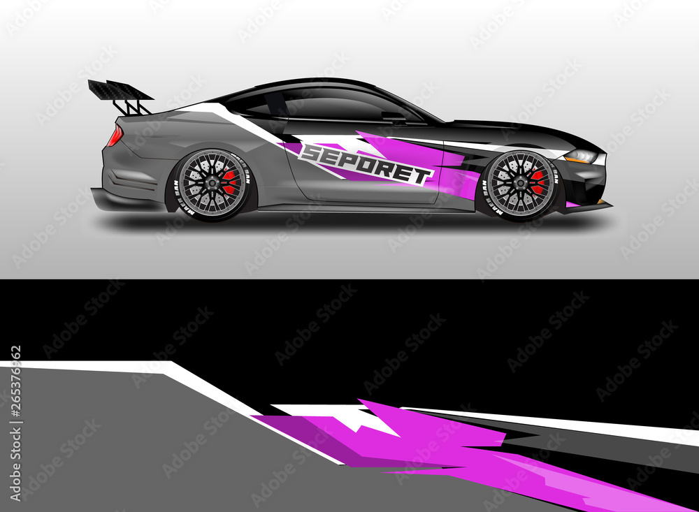 Livery decal car vector , supercar, rally, drift . Graphic abstract stripe racing background . 