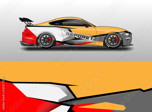 Livery decal car vector   supercar  rally  drift . Graphic abstract stripe racing background . 