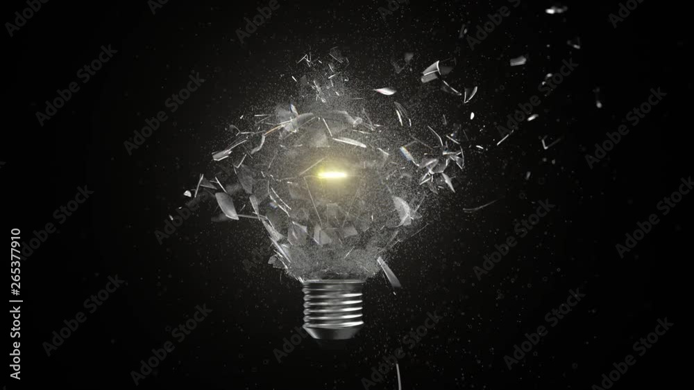 Slow Motion Incandescent Lightbulb Breaking Concept