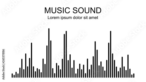 Vector music sound waves on white background. Audio equalizer icon.