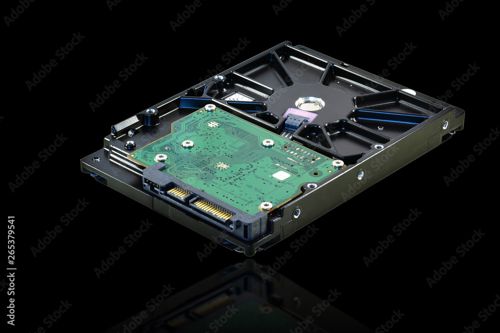 old PC hard drive / hard drive snapshot from chip side old PC hard drive / hard drive snapshot from chip side