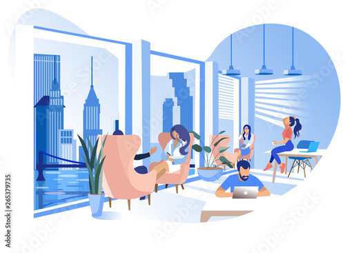 Modern Coworking Office Working Environment Banner