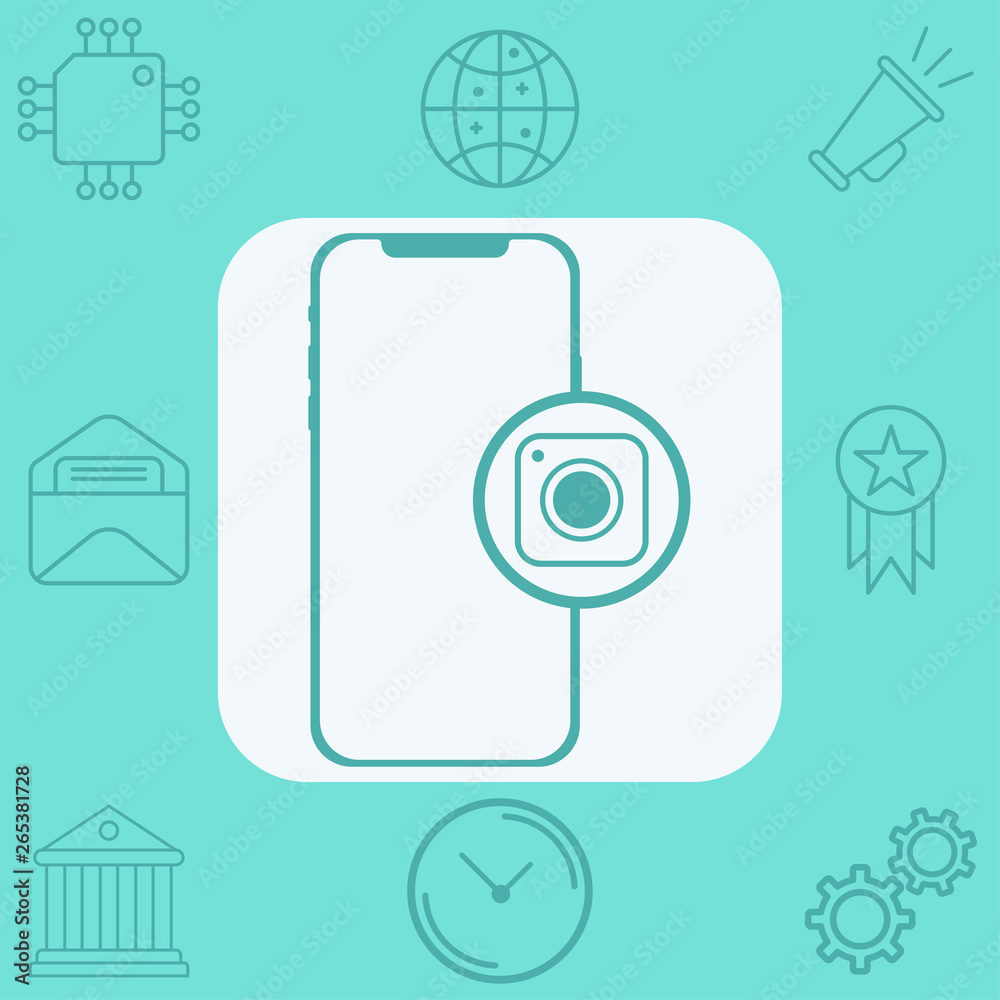 Phone with camera vector icon sign symbol Phone with camera vector icon sign symbol