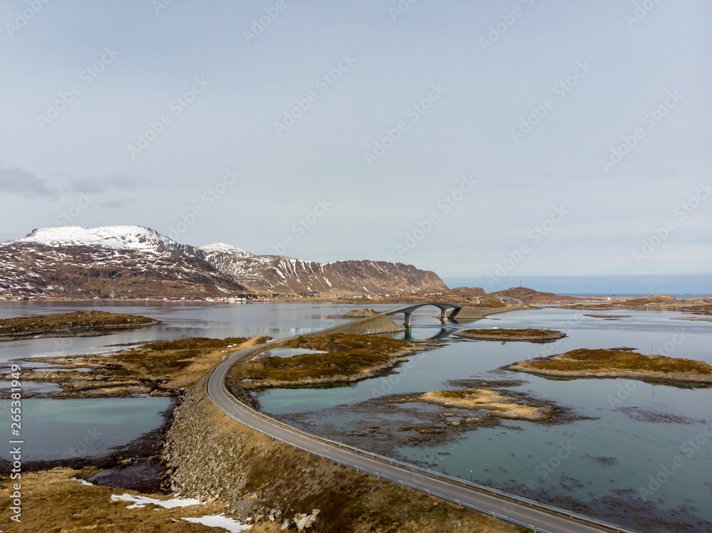 Bridge connecting island in Lofoten, Norway