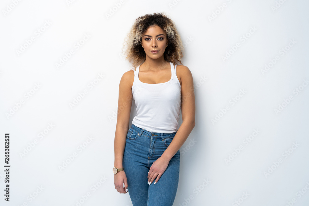 Portrait of beautiful black woman isolated on white Portrait of beautiful black woman isolated on white