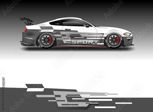 Livery decal car vector , supercar, rally, drift . Graphic abstract stripe racing background . File ready to print and editable .