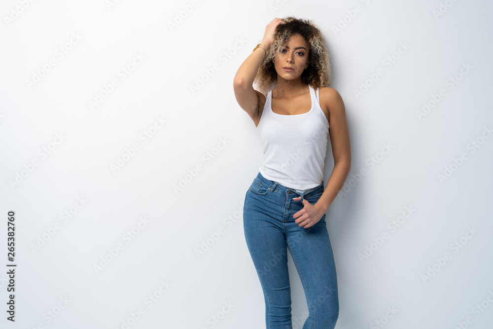 Portrait of beautiful black woman isolated on white Portrait of beautiful black woman isolated on white