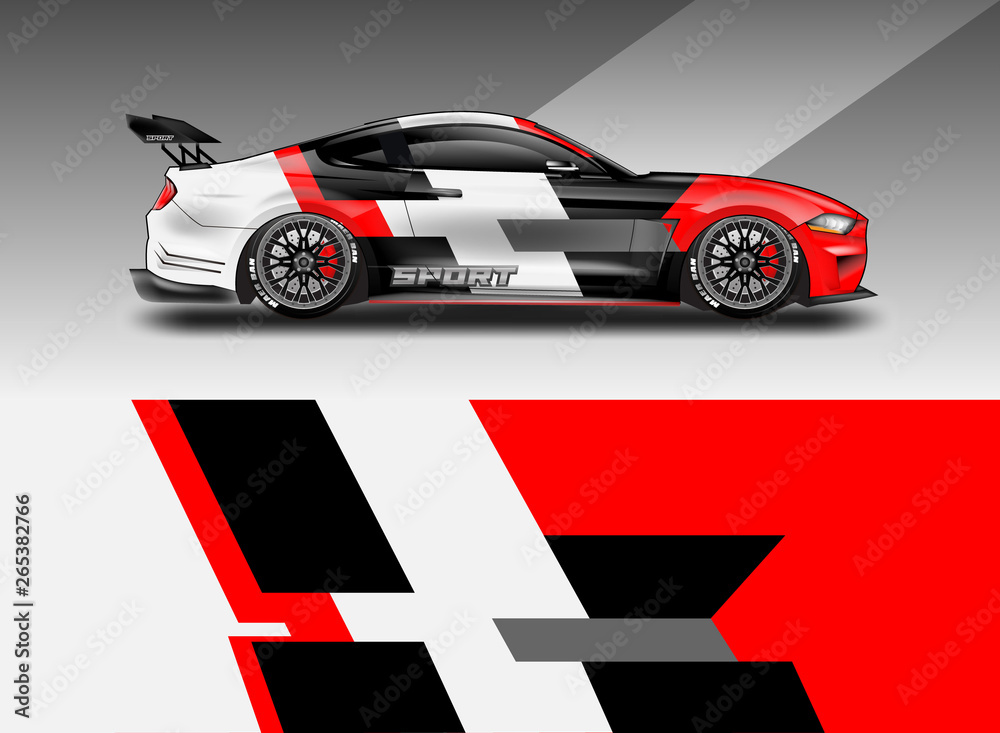Livery decal car vector , supercar, rally, drift . Graphic abstract stripe racing background . File ready to print and editable . Livery decal car vector , supercar, rally, drift . Graphic abstract stripe racing background . File ready to print and editable .
