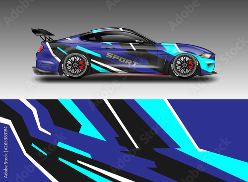 Livery decal car vector , supercar, rally, drift . Graphic abstract stripe racing background . File ready to print and editable .